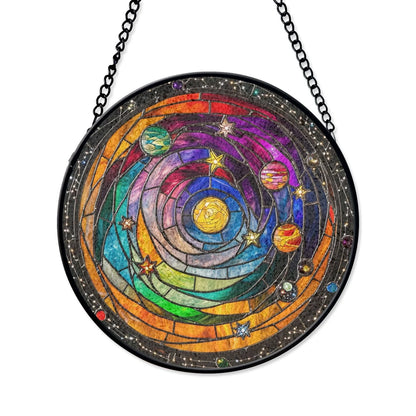 Astronomy Solar System Stained Glass Sun Catcher, 7.8in