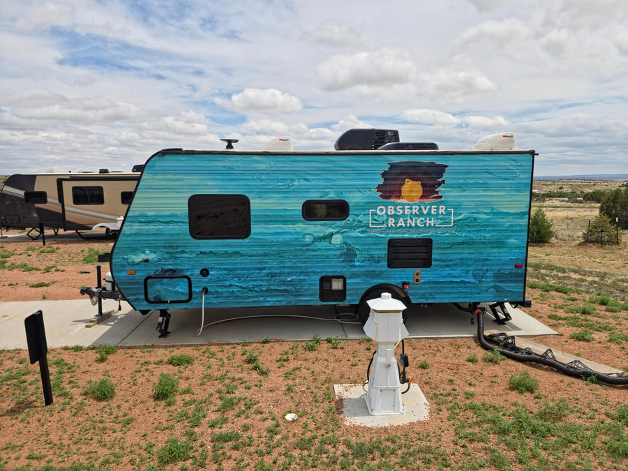 Uranus planet camper wrap exterior at Observer Ranch